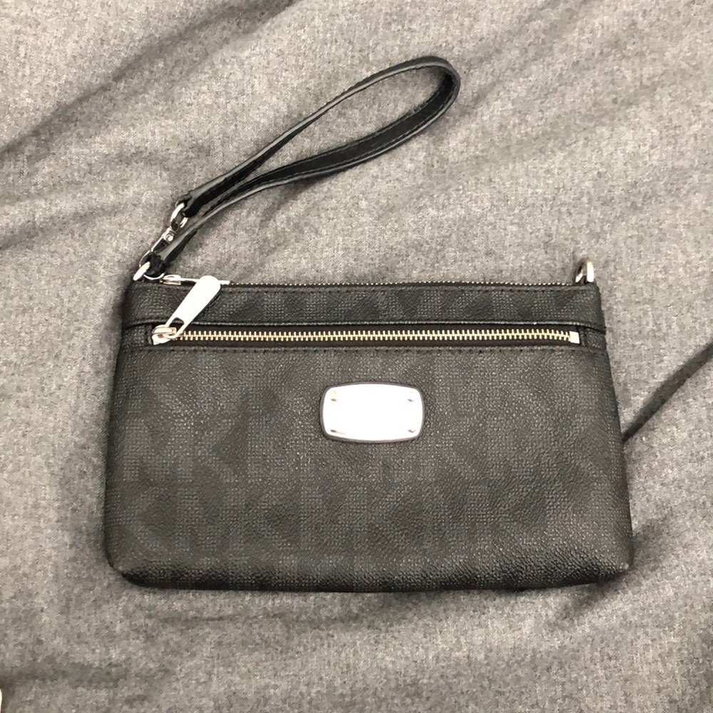 Authentic Michael Kors black and silver wristlet